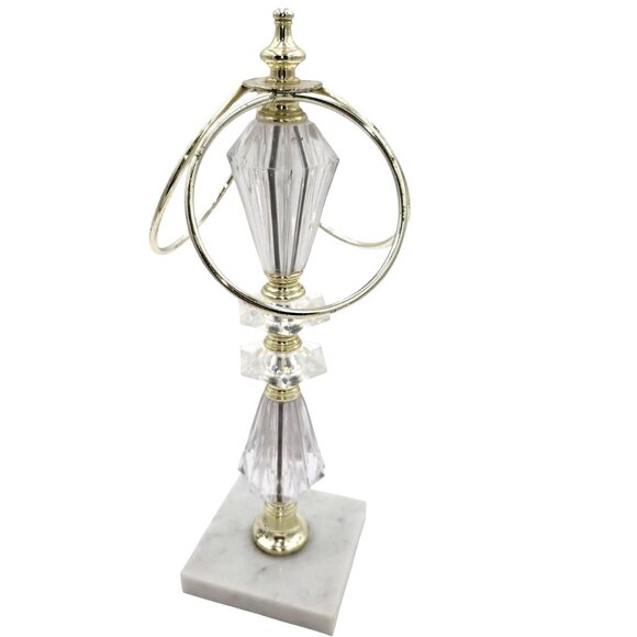 Lucite & Marble 3-Ring Towel Holder With Gold Accents Elegant Bathroom Accessory - Picture 1 of 8